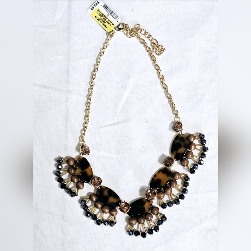 INC International Concepts Tortoiseshell and Gold Statement Necklace